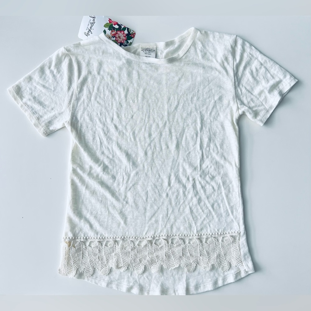 Persnickety girls cream linen feathers short sleeve top 8